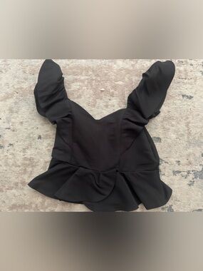 Express Black Peplum Ruffle Off-Shoulder Top Size Large